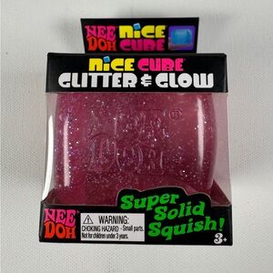 🔥VIRAL & ULTRA RARE - NeeDoh Nice Cube Glitter & Glow Super Solid Squish - PINK